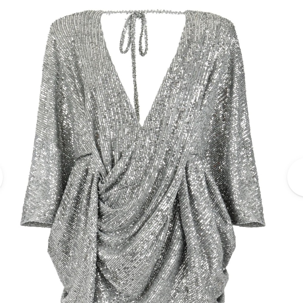 Silver Sequin Mini Dress